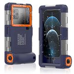 Shellbox Case 2ND Gen [15m/50ft] Diving Snorkeling Case for All Samsung iPhone Series, IP68 Certified Waterproof Phone Case Photo Video Suitable for Outdoor Surfing, Swimming, Snorkeling (Blue-Orange)