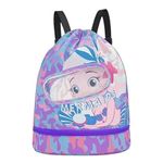 NETZILLA NAVA PAVA Swimming Bag for Kids Cartoon Print Shoulder Bag for Kids Large Capacity Backpack for Boys Girls Wet Dry Separation Beach Bag Storage Bag for Clothes, Swimming Goggles