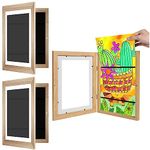 OBA-HORSE Kids Artwork Frames Changeable -13.8in x 10.4 in Children Art Frame of Magnetic Front Opening for Wall, A4 Artwork Projects Frames Holds 150,Artwork Display Storage Frames，Children Art Projects,Schoolwork, Home or Office (2 Packs-Log color)