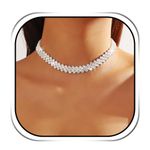 Handcess Bride Wedding Rhinestone Choker Necklace Silver Sparkly Crystal Necklaces Bridal Necklace Jewelry for Women