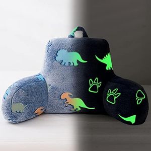 Holawakaka Glow in The Dark Bed Rest Pillow with Arms,Glitter Dinosaurs Reading Pillows Perfect for Adults,Teens,Kids,Pregnancy Lumbar Head Neck Coccyx Lower Back Support Cushion