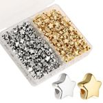 400Pcs Star Bracelet Beads, Mabor 6mm Star Shape Spacer Beads Jewelry Charm Loose Beads Large Hole Star Loose Beads for Bracelet DIY Making(Gold and Silver)