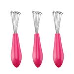 Mini Comb Cleaner Tool, 3 Pcs Hair Brush Cleaning Tools for Remover Hair, Pink