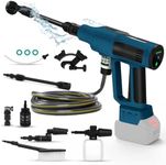 Cordless Pressure Washer Compatible with Makita 18V Battery, 340W 4 Gears Brushless Portable Jet Wash with 5m Hose, 6-in-1 Nozzle, Filter, Foam Bottle, Rotating Nozzle, Cleaning Brush (No Battery)