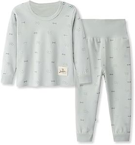 YANWANG 100% Organic Cotton Baby Boys Girls Pajamas Set Long Sleeve Sleepwear(3-4T,Pattern 9(High Belly))