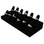 BELLE VOUS Black Velvet Ring Storage Display Holder - 2 Tier 12 Finger Cone Jewellery Tray Stand with Sturdy Base - Ring Organiser for Bedroom, Shops & Jewellery Showcase