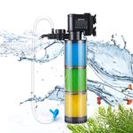 Weipro Internal Fish Tank Filter with 3-Stage Filtration, Transparent Filter Cartridges, 5W Adjustable Submersible Aquarium Filter Pump for 50~120 Liters Tropical Fish Tank, TH280B(330L/H)