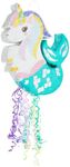 Small Unicorn Mermaid Pull String Pinata for Girls Mermicorn Birthday Party Decorations (16.5 x 13 x 3 In)