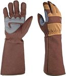 DIGZ 77203 Rose Pruning Thorn-Proof Gardening Gloves with Forearm Protection for Men and Women, Puncture Resistant Work Gloves, Tan/Brown, Large