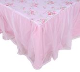 LELVA Dust Ruffled Bed Skirts Full Size Wrap Around Lace Bed Ruffle with Platform 18 inch Deep Drop Cotton Floral Girls Bed Sheets Pink