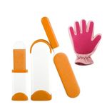 Nwayd Reusable Pet Hair Remover Brush，Efficient Double Sided Hair Remover ，Pet Grooming Glove︈，Massage Mitt,for Furniture Dog and Catorange