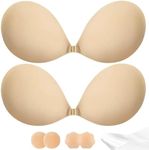 CIRLOSO Adhesive Bra Push Up for Women 2 Pair, Sticky Invisible Lifting Bra, Backless Strapless Bras for Dress with Pasties, Nude+nude, 00