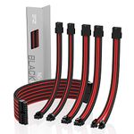 EZDIY-FAB Sleeved Cable - Cable Extension For Power Supply with Extra Sleeved 24 PIN 8PIN 6PIN 4+4 PIN with Combs-Black Red