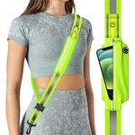 LED Reflective Belt Sash,Reflective Gear for Walking at Night Phone Holder for Runners Rechargeable Safety Lights for Walkers,Night Running Gear High Visibility Strap for Men and Women… (Green)