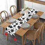 Christmas Table Runners 14x60 Inch Cow Print With Stars Linen Table Runner With Tassel Christmas Decorations For Holiday Birthday Party Kitchen Dining Room