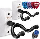 ClefArc Guitar Wall Mount 2 Pack, White Hardwood Guitar Wall Hangers, Guitar Picks, Pick Holder, Guitar Accessories, U-Shape Hardwood Guitar Hanger, Gifts for Guitarists, with 6 Assorted Guitar Picks