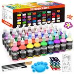 Shuttle Art Fabric Paint Set, 45 Colors 3D Permanent Paint with Brushes Palette Fabric Pen Fabric Sheet Stencils, Glow in The Dark, Glitter,Metallic Colors for Textile Fabric T-Shirt Jeans Glass