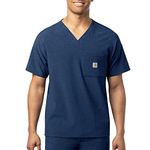 Carhartt Men's Force Cross-Flex Modern Fit Chest Pocket V-Neck Top, Navy Heather, Large