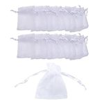 Gunwon 20Pcs Small White Organza Gift Bags, 2.76"x3.54" Jewellery Pouches Organza Bag, Drawstring Bags, Wedding Jewelry Pouches Perfect For Party Supplies, Christmas, Birthday, Anniversary