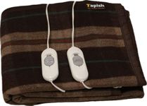 Tapish Woollen Electric Blanket - Double Bed Warmer - Shock Proof (5 Years Warranty on Remote, Merino Wool, Multicolour, 61x60 inches, Reversible)