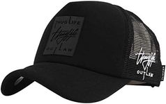 Flipper Thuglife Rubber Box Patch Sport Outdoor Kpop Mesh Baseball Cap Foam Trucker Hat (All Black, S~L (54cm~59cm=21 1/8"~23"))