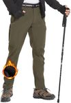MOURCE Snow Ski Pants Water Resistant, Youth Fleece Lined Work Pants for Men Insulated, Army Green 3XL