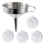 AEIMIAIDE 5-Inch Food Grade Stainless Steel Kitchen Funnel, Wine Filter with 100 Mesh, 200 Mesh, 300 Mesh, 400 Mesh Food Filter Strainer for Transferring Liquid, Oil, Powder, Resin