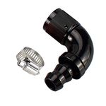 AC PERFORMANCE 90 Degree -8 AN Swivel Female to barb 1/2" Push on Lock Hose End Full Flow Fitting Aluminum Black