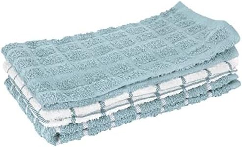 Ritz Premium 100% Cotton Terry Check Kitchen Dish Towels - Highly Absorbent, Super Soft, Long-Lasting, 25"x15", 3-Pack, Dew