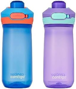 Contigo Jessie Kids Water Bottle with Leak-Proof Lid, 14oz Dishwasher-Safe Kids Water Bottle, Fits Most Cup Holders, 2-Pack Blue Poppy/Coral & Amethyst/Jade