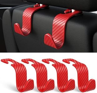 Amooca Car Seat Headrest Hook 4 Pack Hanger Universal Vehicle Car Storage Organizer for Handbag Purse Coat S Type Checkered Red