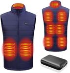 Mens Heated Vest with 3 Heating Levels & 9 Heating Zones, Washable Lightweight Zip Heated Vest (Batteries not included), Dark Blue, Medium