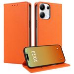 MOJIA Case for Xiaomi Redmi Note 13 4G, [Strong Magnetic Closure] Premium PU Leather Wallet Case Flip Phone Cover, Card Holder Multifunctional Case. Orange