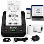 PeriPeri 3Inch L+R USB+Bluetooth Label + Receipt 2in1 Thermal Printer, Inkless Portable Printer for Print Labels Receipt Bill Compatible with iOS, Android & Windows (1 Year Warranty)