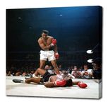 MUHAMMAD ALI V SONNY LISTON FULL COLOUR (**AMAZING QUALITY FRAMED ON THICK PINE FRAMES**) 51cm x 51cm - 20 inch x 20 inch Stunning Gallery Framed Canvas Art Print Picture Poster, Ready To Hang New Boxing