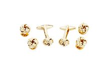 MRCUFF Knot Gold Tone Cufflinks and Studs Tuxedo Set in a Presentation Gift Box & Polishing Cloth