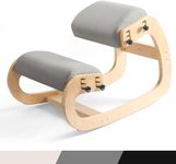 Ergonomic Kneeling Chair Improve Posture & Relife Back Pain, Soft Memory Arc-Pad and Wood Adjustable Height Rocking Knee Chairs, Nature
