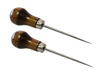 Stonestreet Leather Scratch Awl, 2 PCS Gourd Shape Wood Handle Steel Needle, Leather Craft Tool