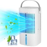 Portable Air Cooler, Mini Air Cooler, 5 in 1 Evaporative Air Cooler Personal Air Conditioning 3 Speeds Timing Portable Air Conditioner with 7 LED Lights, Evaporative Cooling Fan for Bedroom Office