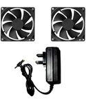 TechSupreme DC FAN 2 Cabinet Fan - 80X80X25MM (12 VOLT) Cooler with 12v/2 AMP Adaptor SMPS Cooler Cooler (Black)