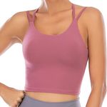 ZAIQUN Women Padded Sports Bra Wirefree for Fitness Workout Running Shirts Yoga Tank Top Rose Purple