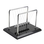 CERROPI Newton Cradle Balance Balls, Newton Pendulum with 7 Balls, Classic Newton Swing Ball, Decorative Physics Gadget for Desk, Marble Base, 11 inch, 50+ Sec Swingtime