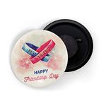 dhcrafts Fridge Magnet Best Friend Happy Friendship Day Pink Glossy Finish Design Pack of 1 (58 mm)