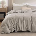 Bedsure Cooling Duvet Cover Queen Size - Silky and Breathable Eucalyptus Lyocell Cotton Hybrid Comforter Cover Set for Hot Sleeper - Hypoallergenic and Moisture Wicking Cooling Bedding, Sand