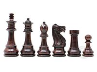 House of Chess - Unique Staunton Ringy Rosewood/Boxwood Chess Pieces - King Height: 3.75" (95 mm) - 2 Extra Queens - Weighted