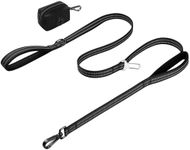 WINGOIN Dog Leash for Large Medium Small Dogs, Heavy Duty Dog Leashes with Double Handle, Poop Bag Holder, Car Seat Belt Buckle, Reflective Tactical Pet Lead for Walking, Training (Black, 6FT)