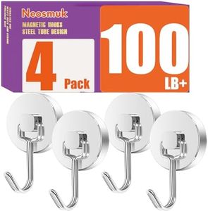 Neosmuk Magnetic Hooks,100lb+ Heavy Duty Magnet Hooks for Cruise Cabins and Refrigerator,for Hanging Towels, Coats, Bags on Door and Metal Walls(Silver, Pack of 4)