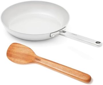 Ember Cookware Arcilla Ceramic Non-Stick Frying Pan 24cm | ISI Certified | Stainless Steel Handle | 1x Spatula | Induction Safe | Non Toxic Fry Pan | PFAS & PTFE Free | Capri Series | Grey