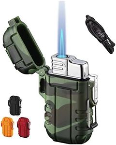 BTXYM Torch Lighters, Refillable Mini Butane Lighter with Safety Lock, Waterproof and Windproof Gas Lighter Adjustable Jet Flame Lighter with Gift Box, Camouflage(without Butane)
