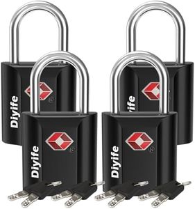 TSA Luggage Locks with Keys, [4 Pack] Diyife Security Suitcase Padlocks with Keys Heavy Duty Zinc Alloy TSA Lock Small Suitcase Locks with 8 Keys for Luggage Travel Suitcase Bag Case (Black)